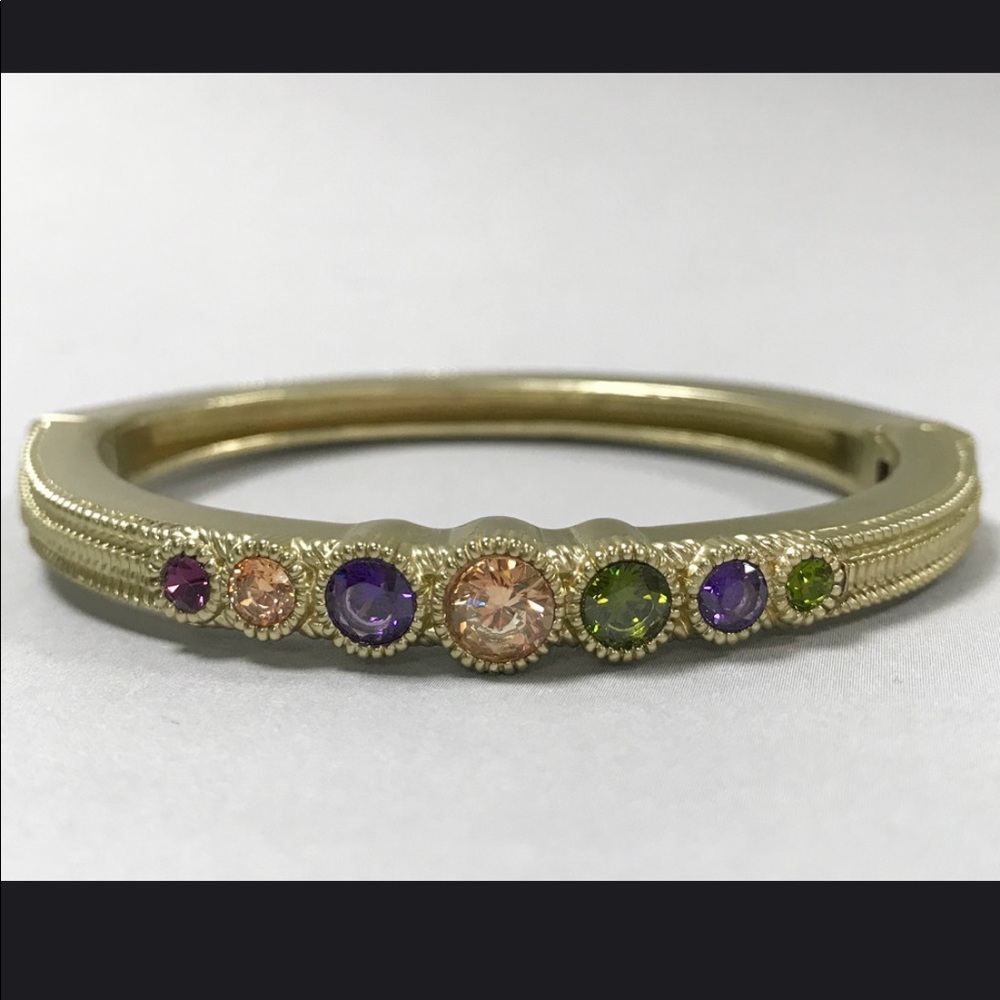 Matte Bangle with Multicolor Cubic Zirconia Station-Boutique